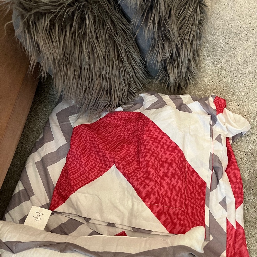 Twin duvet cover, sham and matching pillows
